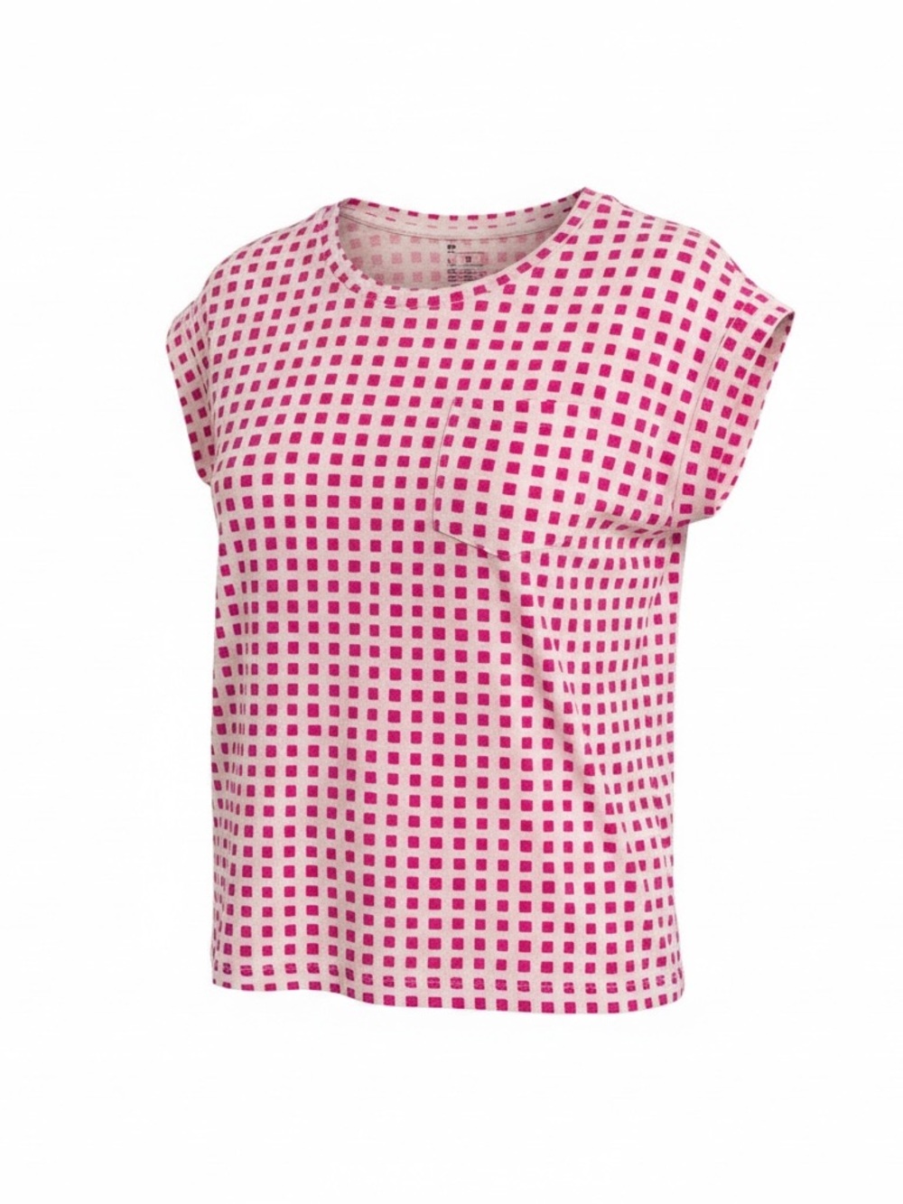 GAP Pink & Fuchsia Checked Cap-Sleeve Tee